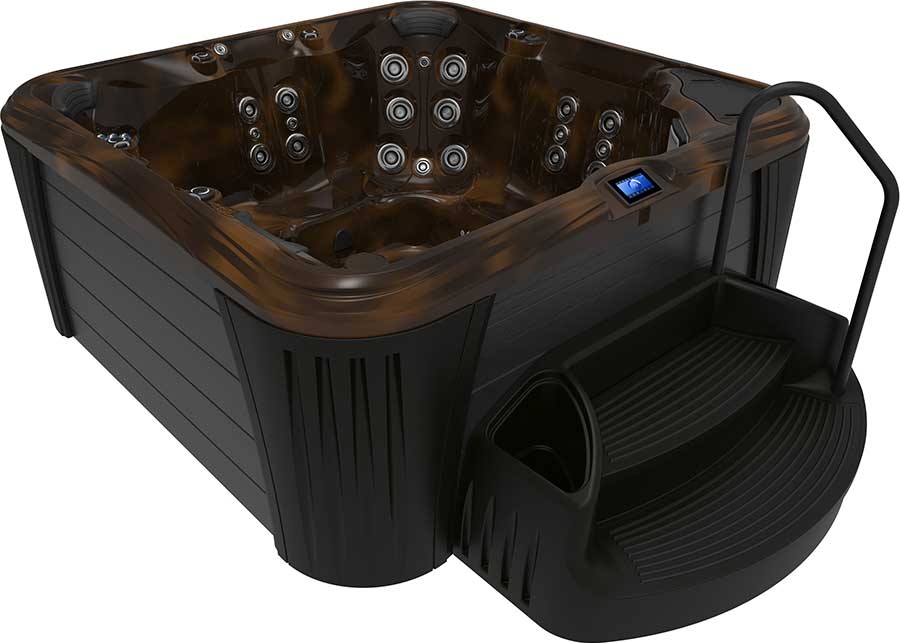 Mayan Copper, Black Cabinet, Black Corners